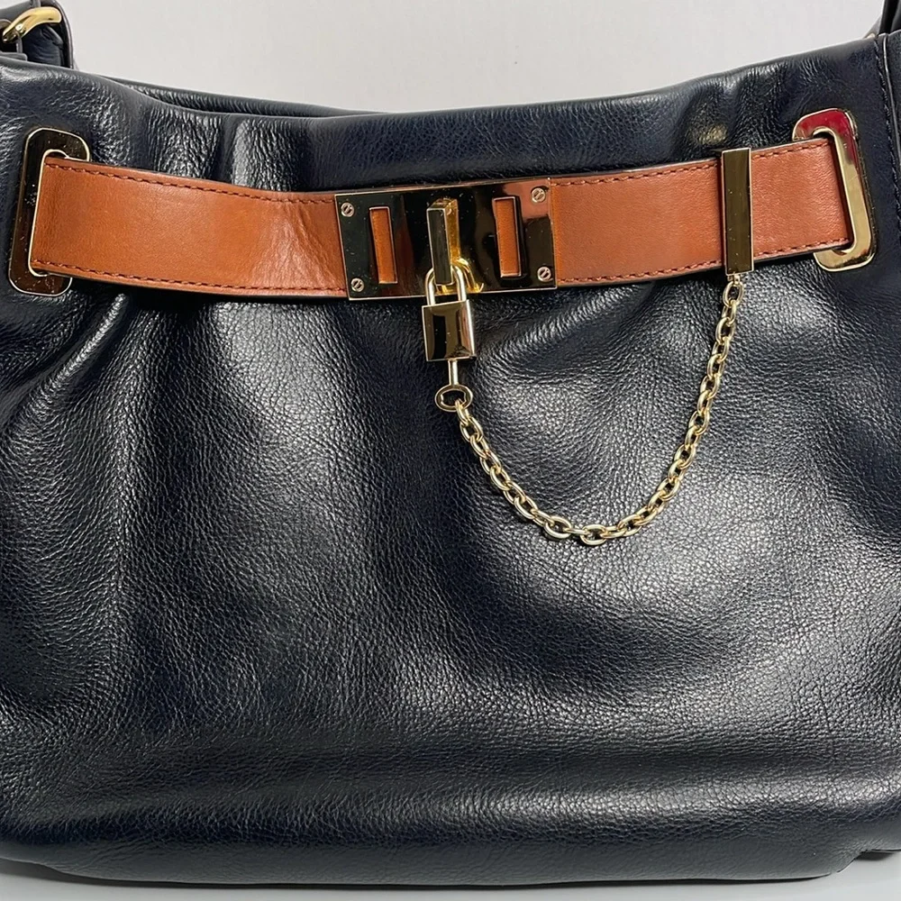 Antonio Melani Shoulder Bag Leather Black  Brown Shoulder Bag